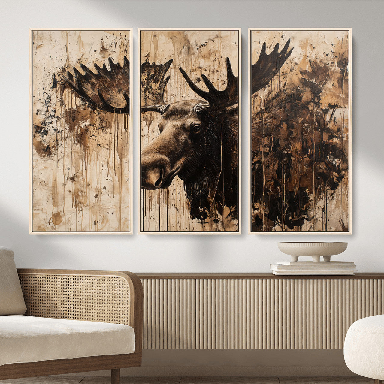 83505059-MGV-CV-36X24 - Moose Canvas Wall Art — Rustic Wildlife Painting Print | Cabin Lodge Decor | Large Animal Wall Art | Moose Gift for Him | Man Cave Art