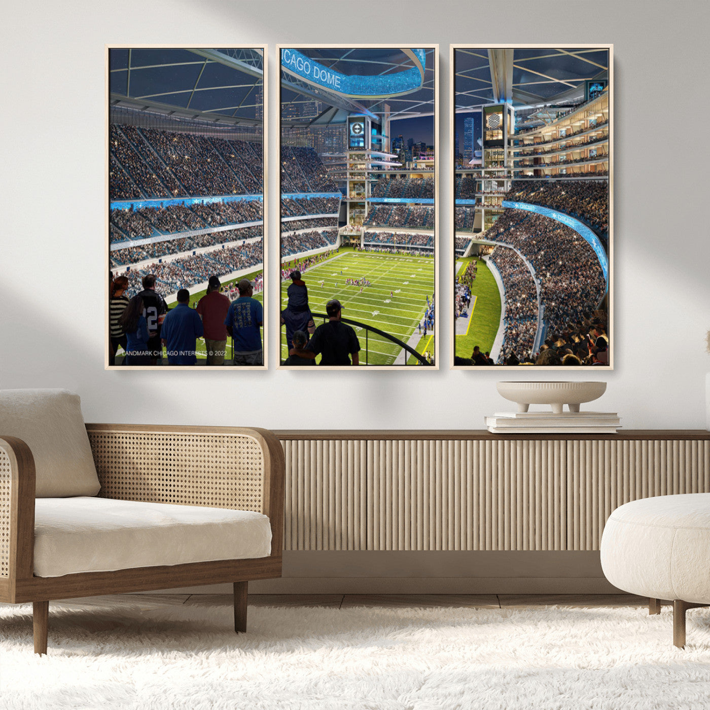 MGV-FC-48X32-3P - Chicago Bears Soldiers Field Wall Art Canvas Print – Framed Football Stadium Artwork for Sports