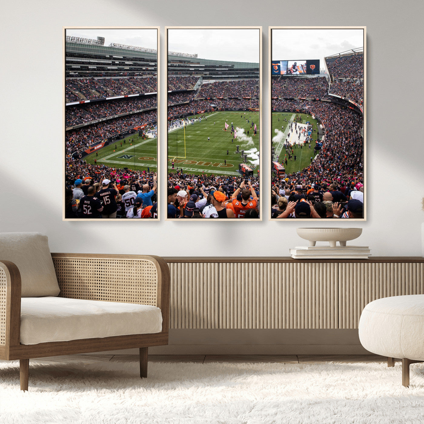18347149-MGV-CV-36X24-Chicago Bears Soldiers Field Wall Art Canvas Print – Framed Football Stadium Artwork for Sports Fans, Soldier Field Skyline Canvas Decor for Game Room