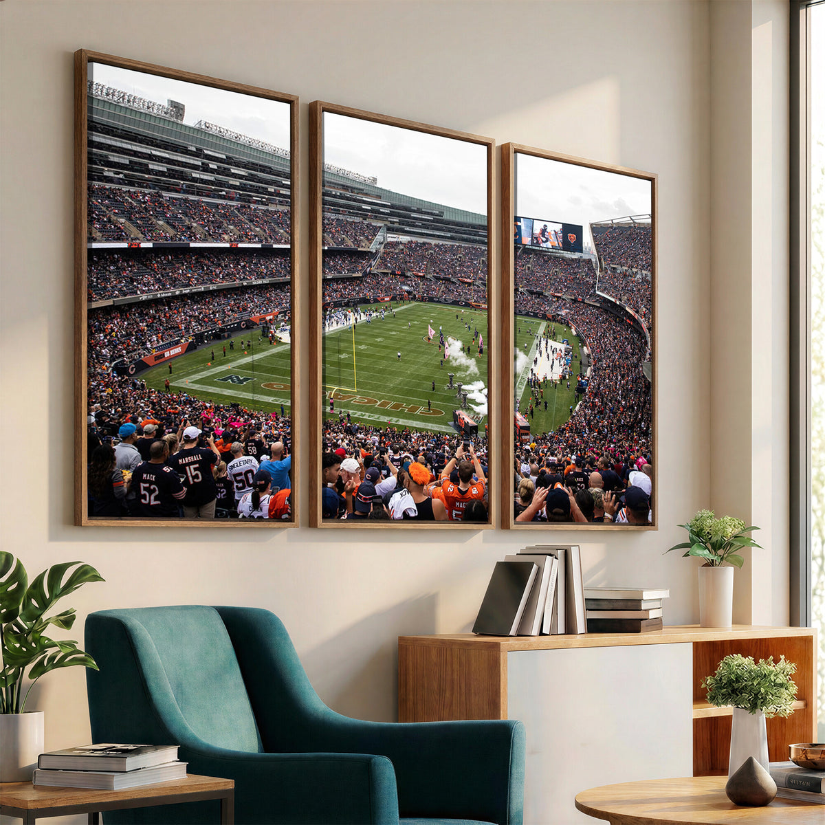 18347149-MGV-CV-36X24 - Chicago Bears Soldier Field Wall Art Canvas Print – Framed Football Stadium Artwork Team Spirit for home, office