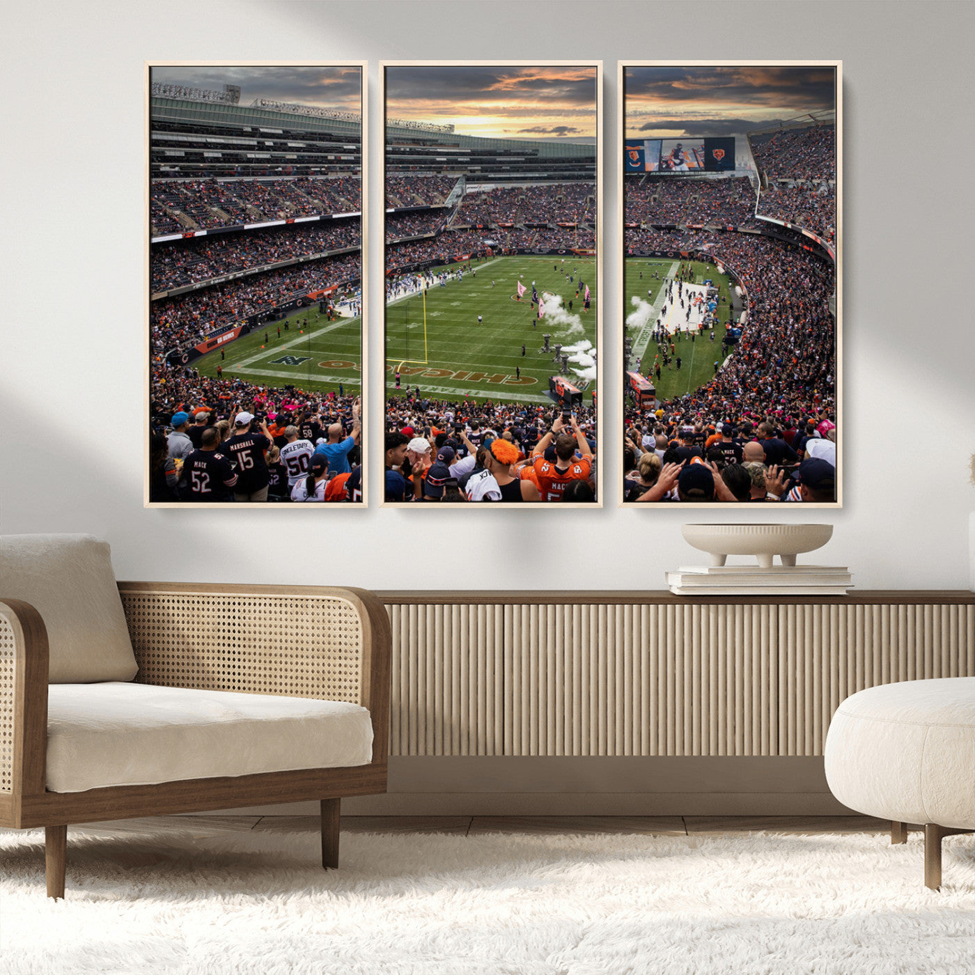 MGV-FC-48X32-3P - Chicago Bears Soldiers Field Wall Art Canvas Print – Framed Football Stadium Artwork for Sports