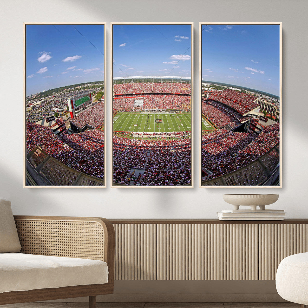 29492070-MGV-FC-48X32-3P - William Brice Stadium Wall Art Canvas Print – Stadium Crowd Sports Field Outdoor Event Football Game Artwork for Home Office