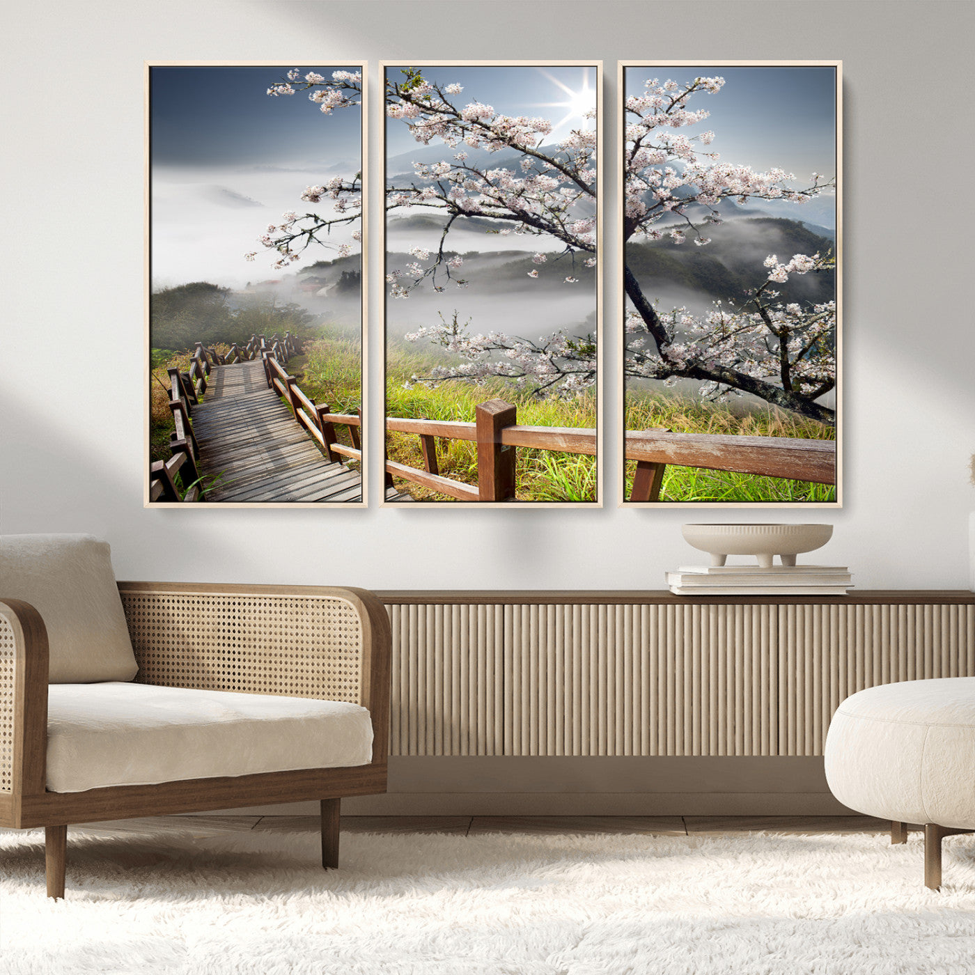 34632598CRY-MGV-CV-36X24-Sakura Cherry Blossom Pathway Canvas Wall Art – Tranquil Walk Through Blossoming Nature – Ready to Hang