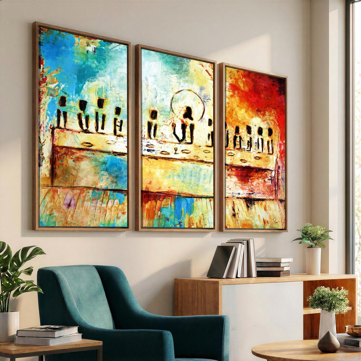 YKE34632598CR-_Poster-30x20 - Abstract Last Supper Wall Art, Jesus and Apostles Canvas Print, Religious Decor