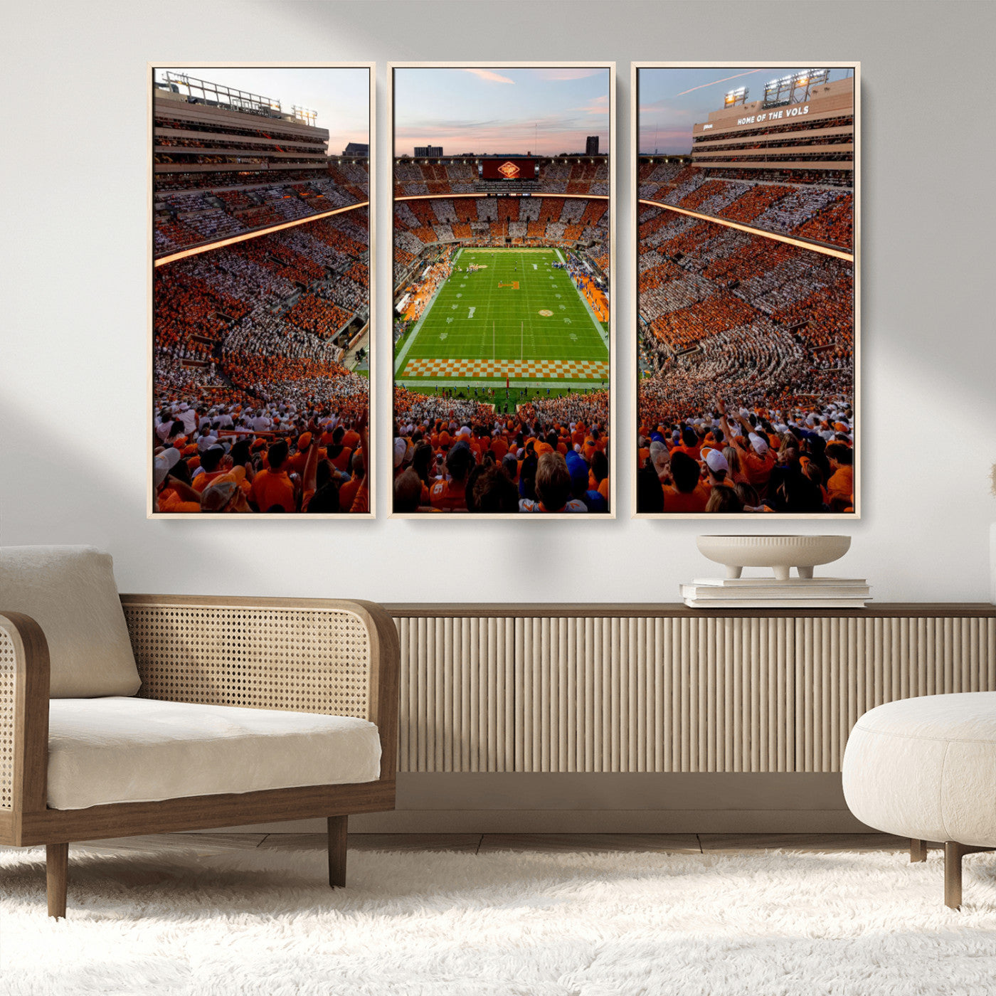 37160229-MGV-CV-48X32-3P-Tennessee Neyland Stadium Wall Art Print, Sports Arena Canvas Wall Art, Panoramic Stadium Canvas Print, Modern Athletic Field Art Printing