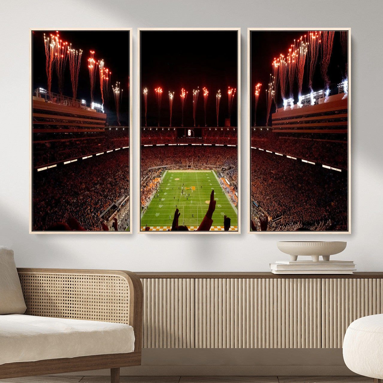 73358115-MGV-FC-48X32-3P - Tennessee Neyland Stadium Wall Art, Sports Arena Canvas Print, Panoramic Stadium Canvas Artwork for Home, Office