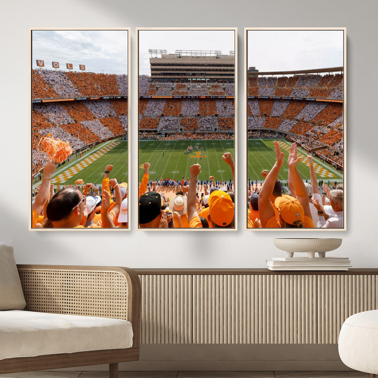 76011417-MGV-FC-48X32-3P - Tennessee Neyland Stadium Wall Art, Sports Arena Canvas Print, Panoramic Stadium Artwork for Home, Office