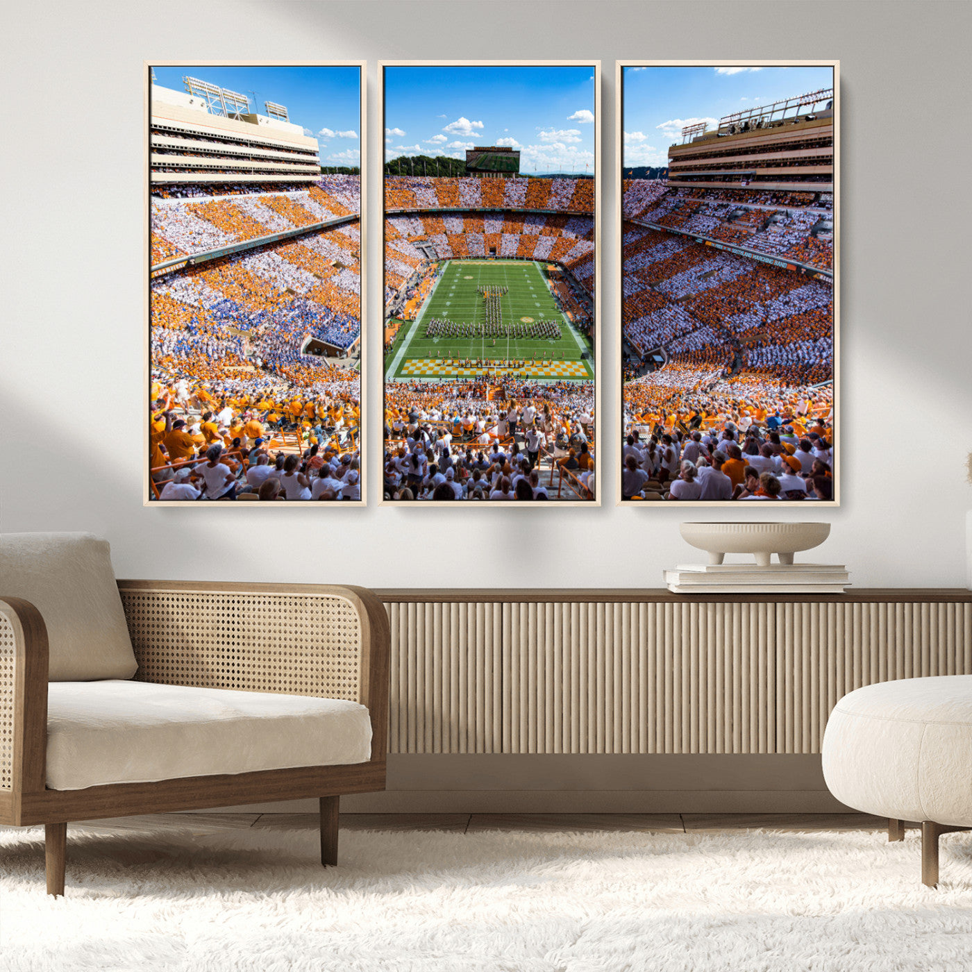 64238859-MGV-CV-48X32-3P-Tennessee Neyland Stadium Wall Art Print, Sports Arena Canvas Wall Art, Panoramic Stadium Canvas Print, Modern Athletic Field Art Printing