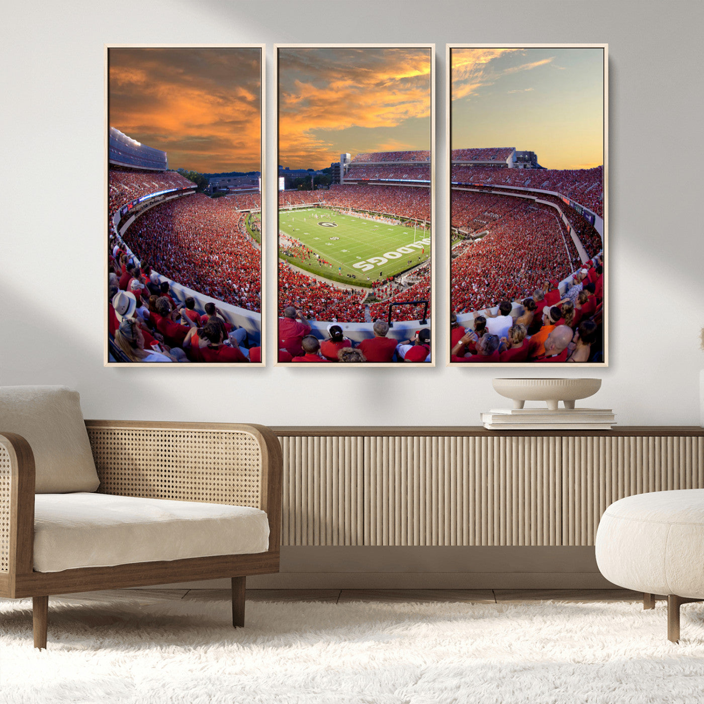 73680988-MGV-CV-48X32-3P-Dooley Stadium Wall Art Print, Sports Arena Canvas Wall Art, Dooley Field at Sanford Stadium Canvas Print, Modern Athletic Field Art Printing