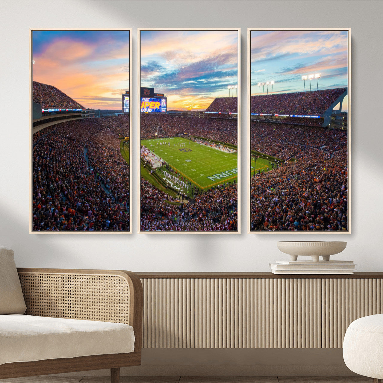 29755746-MGV-FC-48X32-3P_Natural-Jordan-Hare Stadium Wall Art Canvas Print, Football Stadium Aerial View, College Sports Art for Man Cave or Game Room