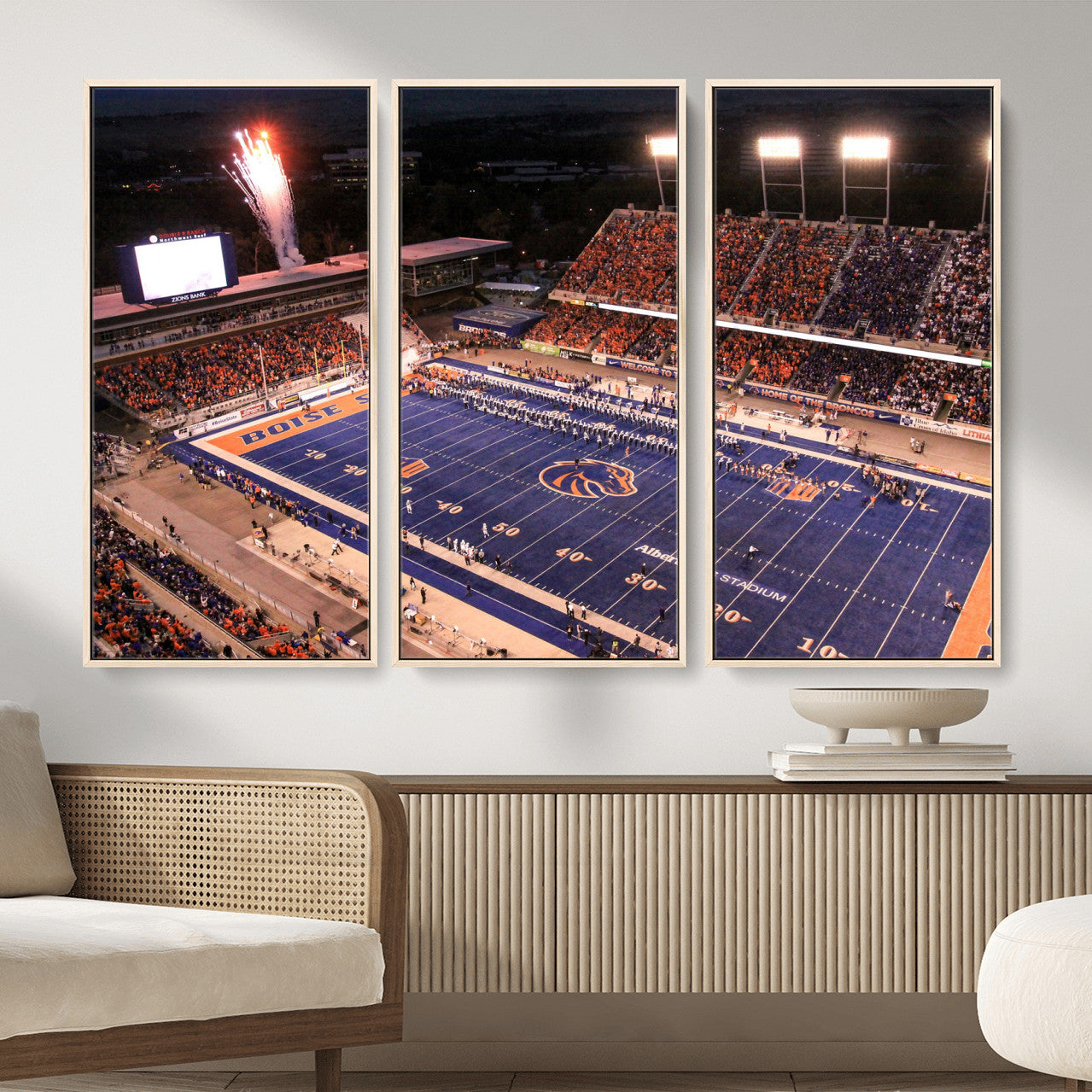 BS1001S-MGV-FC-48X32-3P - Boise State Broncos Albertsons Stadium Wall Art Canvas Print