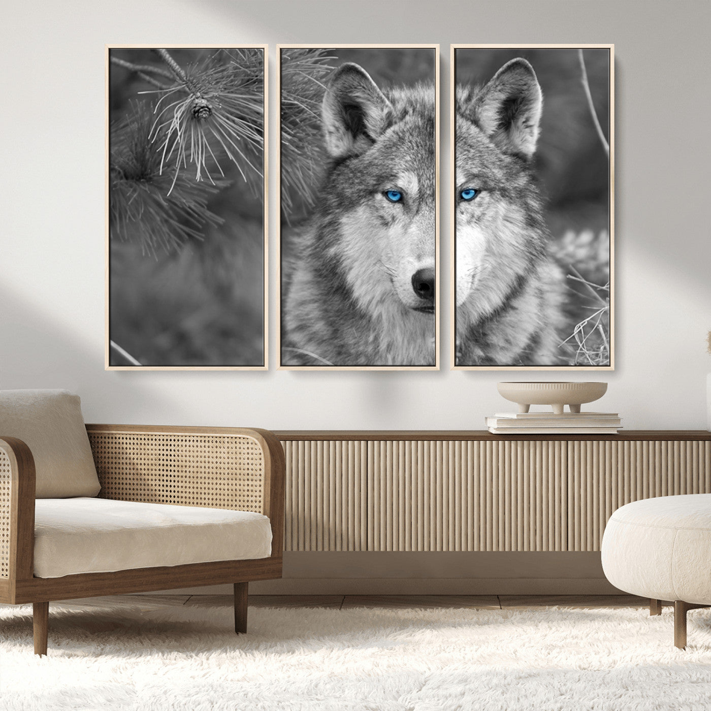 MGV-FC-48X32-3P - Wild Wolf Blue Eye Wall Art Canvas Print