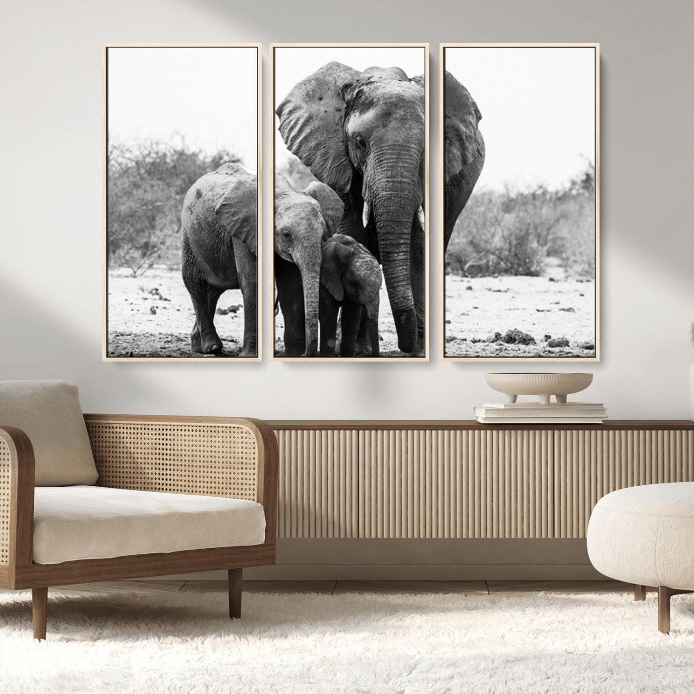 MGV-FC-48X32-3P - Elephant Family Africa Wall Art Canvas Print
