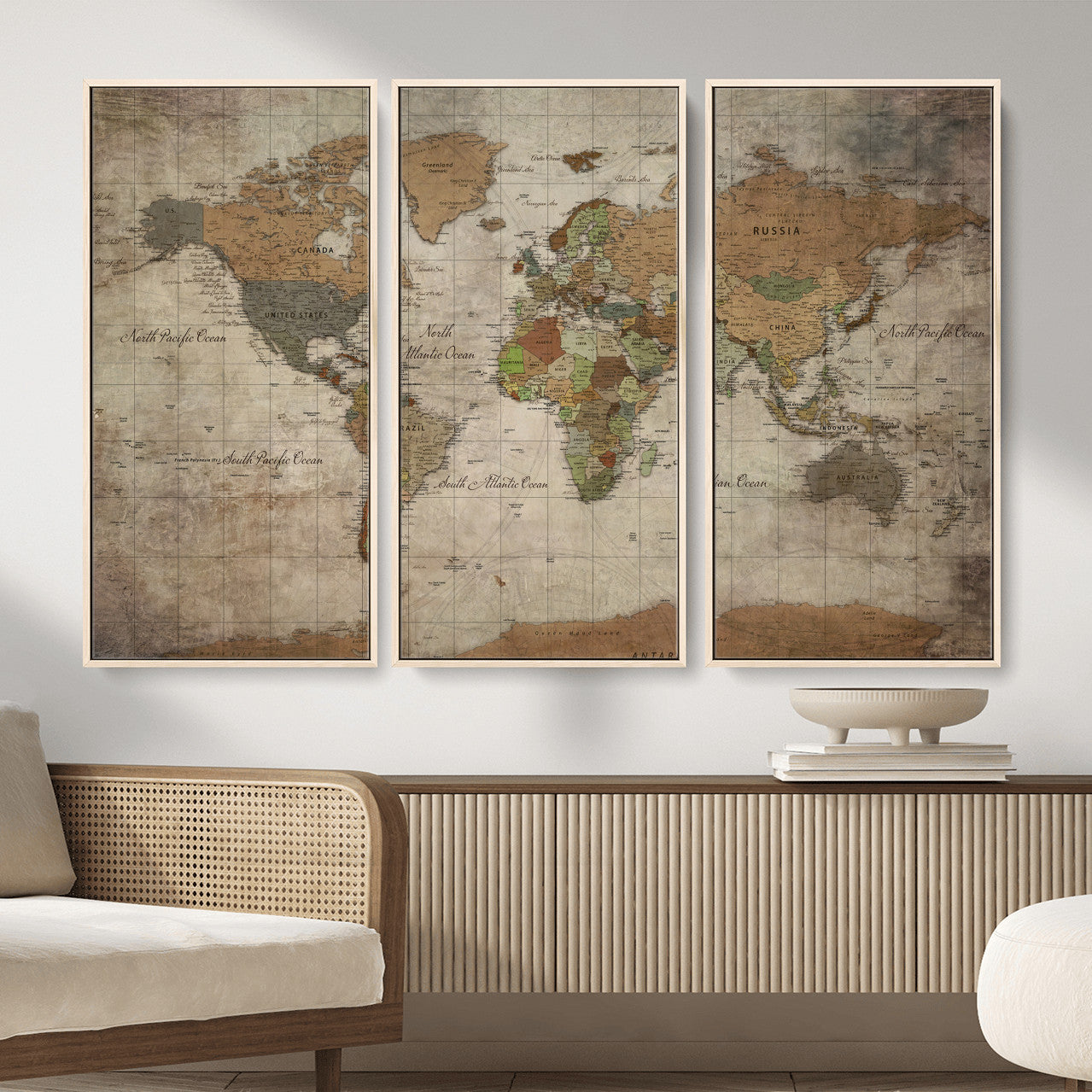 20356264-MGV-CV-36X24 - World Map Wall Art Canvas Print, Modern Decorative Framed Map Artwork Prints for Living Room, Office, Bedroom Wall Decor