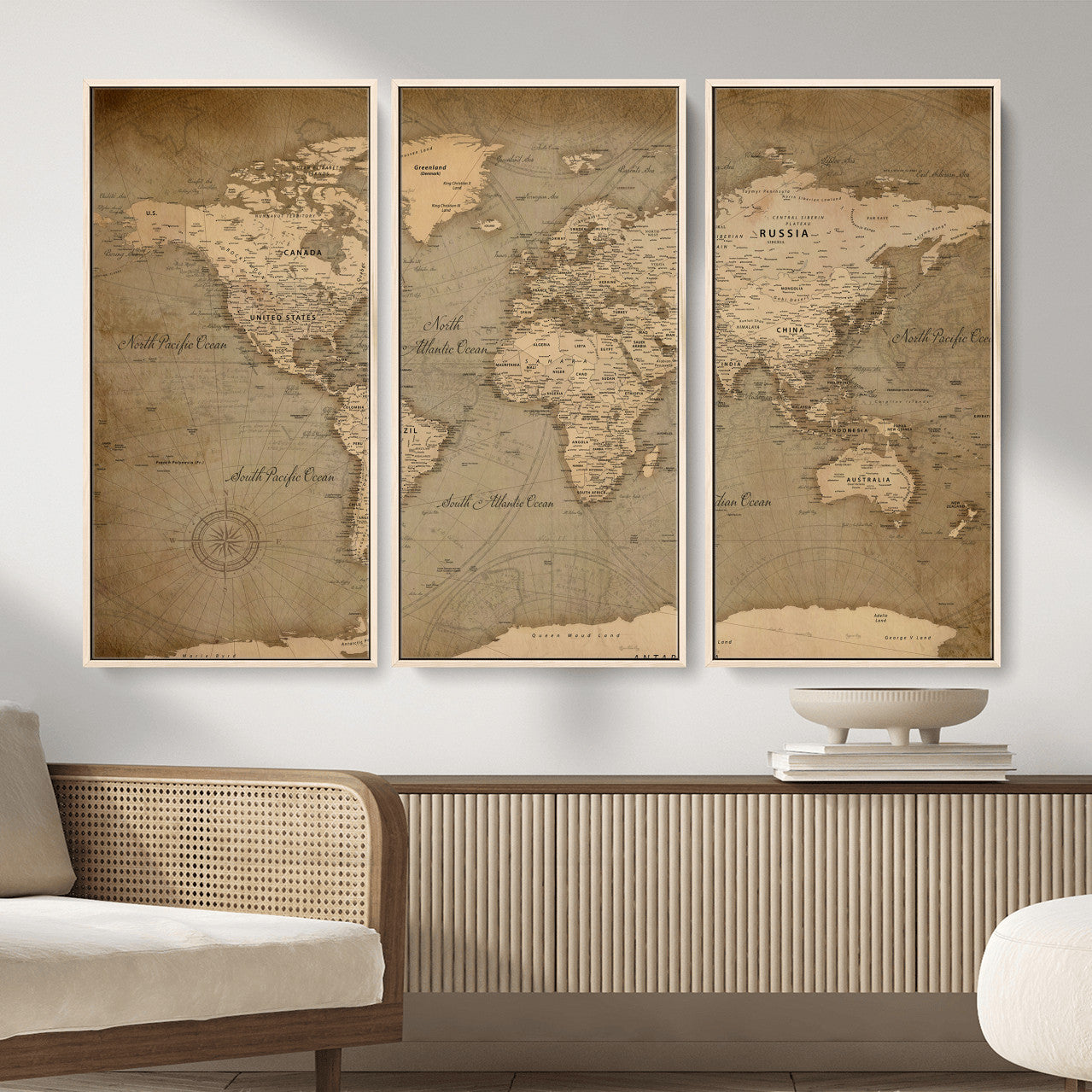 49946617-MGV-CV-36X24 - World Map Wall Art Canvas Print, Modern Decorative Framed Map Artwork Prints for Living Room, Office, Bedroom Wall Decor