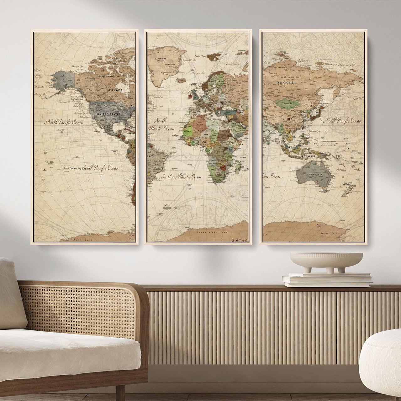 36735609-MGV-CV-36X24 - World Map Wall Art Canvas Print, Modern Decorative Framed Map Artwork Prints for Living Room, Office, Bedroom Wall Decor