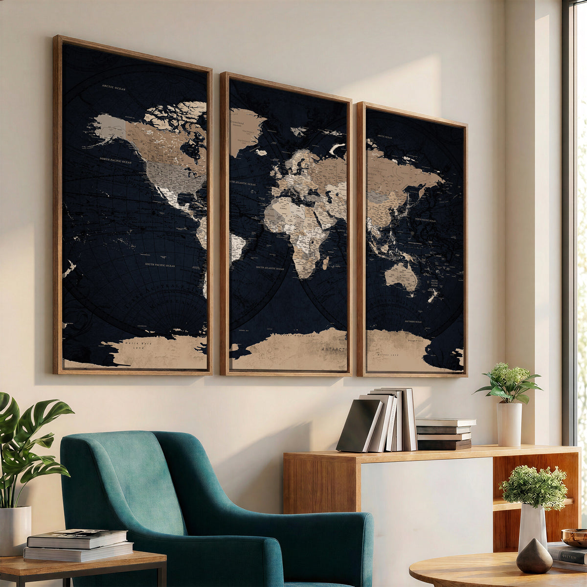 25812727-MGV-CV-36X24 - Grunge Wall Art World Map Canvas Print