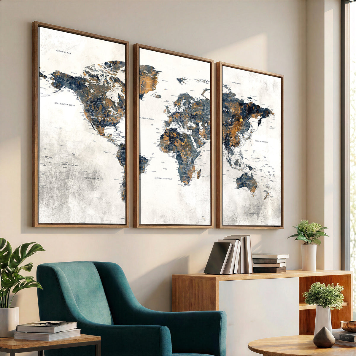 52451147-MGV-CV-36X24 - World Map Wall Art Canvas Print for Office Wall Decor
