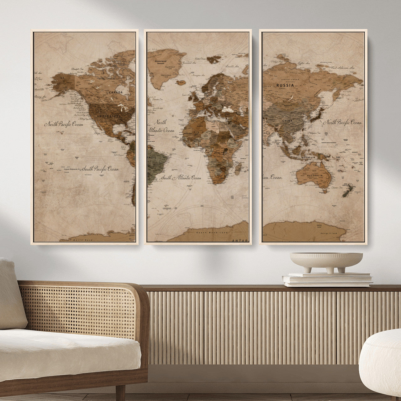 40064188-MGV-CV-36X24 - World Map Wall Art Canvas Print, Modern Decorative Framed Map Artwork Prints for Living Room, Office, Bedroom Wall Decor