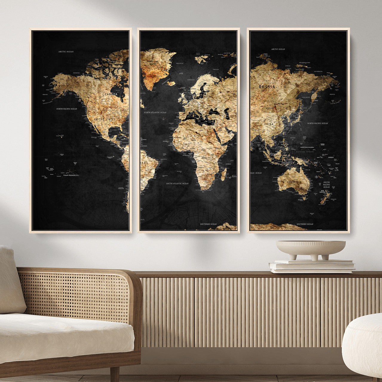 23568589-MGV-CV-36X24 - World Map Wall Art Canvas Print, Modern Decorative Framed Map Artwork Prints for Living Room, Office, Bedroom Wall Decor