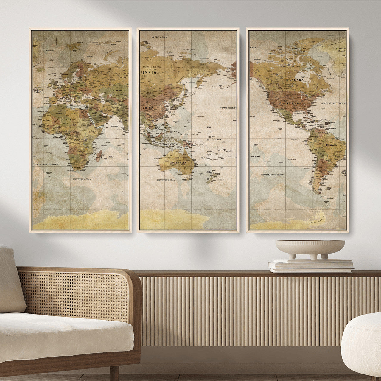 22305205-MGV-CV-36X24 - World Map Wall Art Canvas Print, Modern Decorative Framed Map Artwork Prints for Living Room, Office, Bedroom Wall Decor