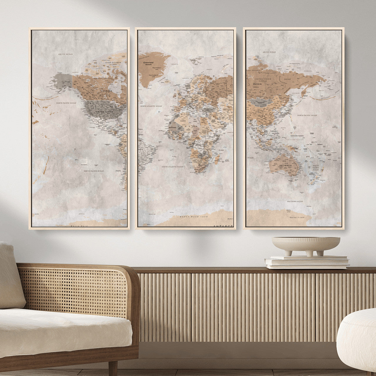 34051638-MGV-CV-36X24 - World Map Wall Art Canvas Print, Modern Decorative Framed Map Artwork Prints for Living Room, Office, Bedroom Wall Decor