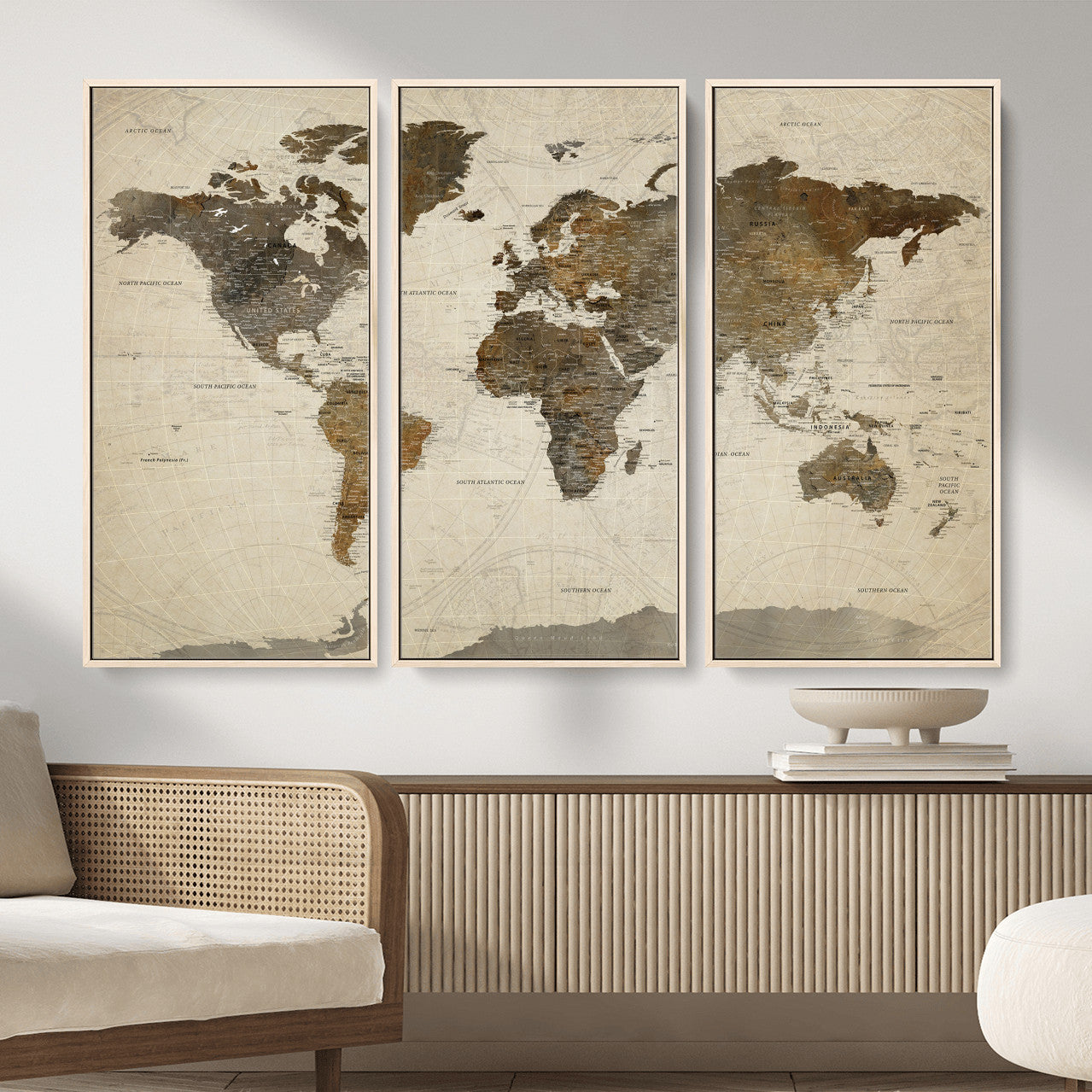 49623468-MGV-CV-36X24 - World Map Wall Art Canvas Print, Modern Decorative Framed Map Artwork Prints for Living Room, Office, Bedroom Wall Decor