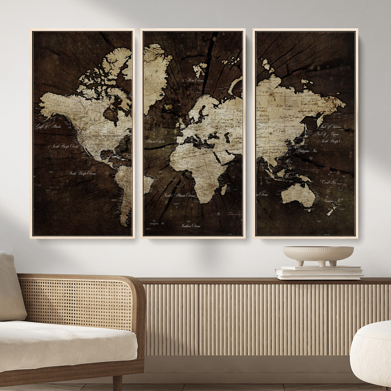 40991509-MGV-CV-36X24 - World Map Wall Art Canvas Print, Modern Decorative Framed Map Artwork Prints for Living Room, Office, Bedroom Wall Decor