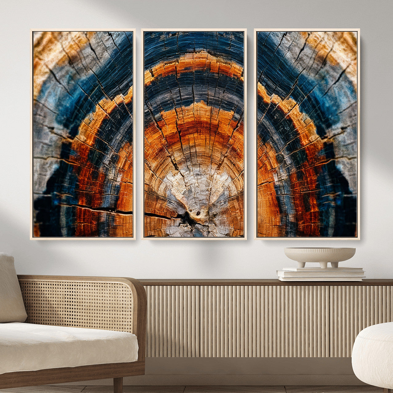 92693966N-MGV-CV-36X24 - Abstract Wood Grain Canvas Print, Tree Ring Pattern Wall Art, Framed Canvas Ready to Hang