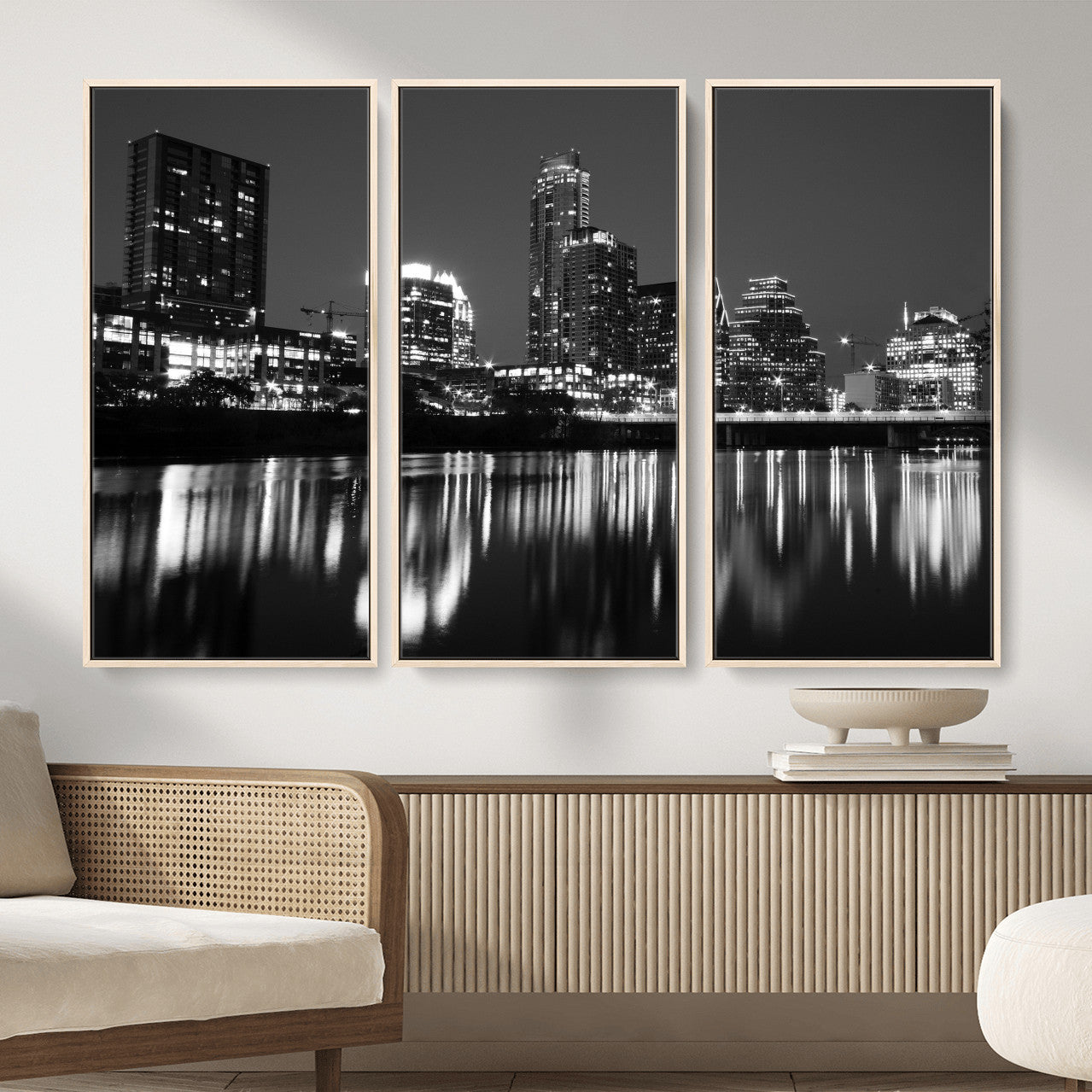 38129554-MGV-CV-36X24 - Austin Skyline Wall Art Canvas Print, Austin Downtown Night Cityscape Print for Modern Urban Wall Decor