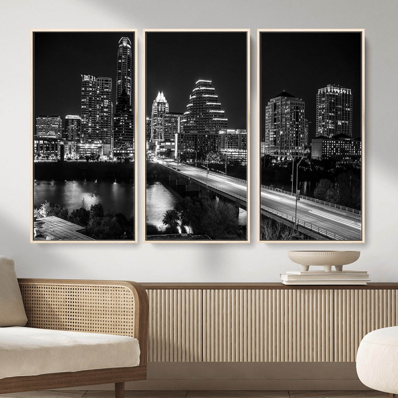 37531750-MGV-CV-36X24 - Austin Skyline Wall Art Canvas Print, Austin Downtown Night Cityscape Print for Modern Urban Wall Decor