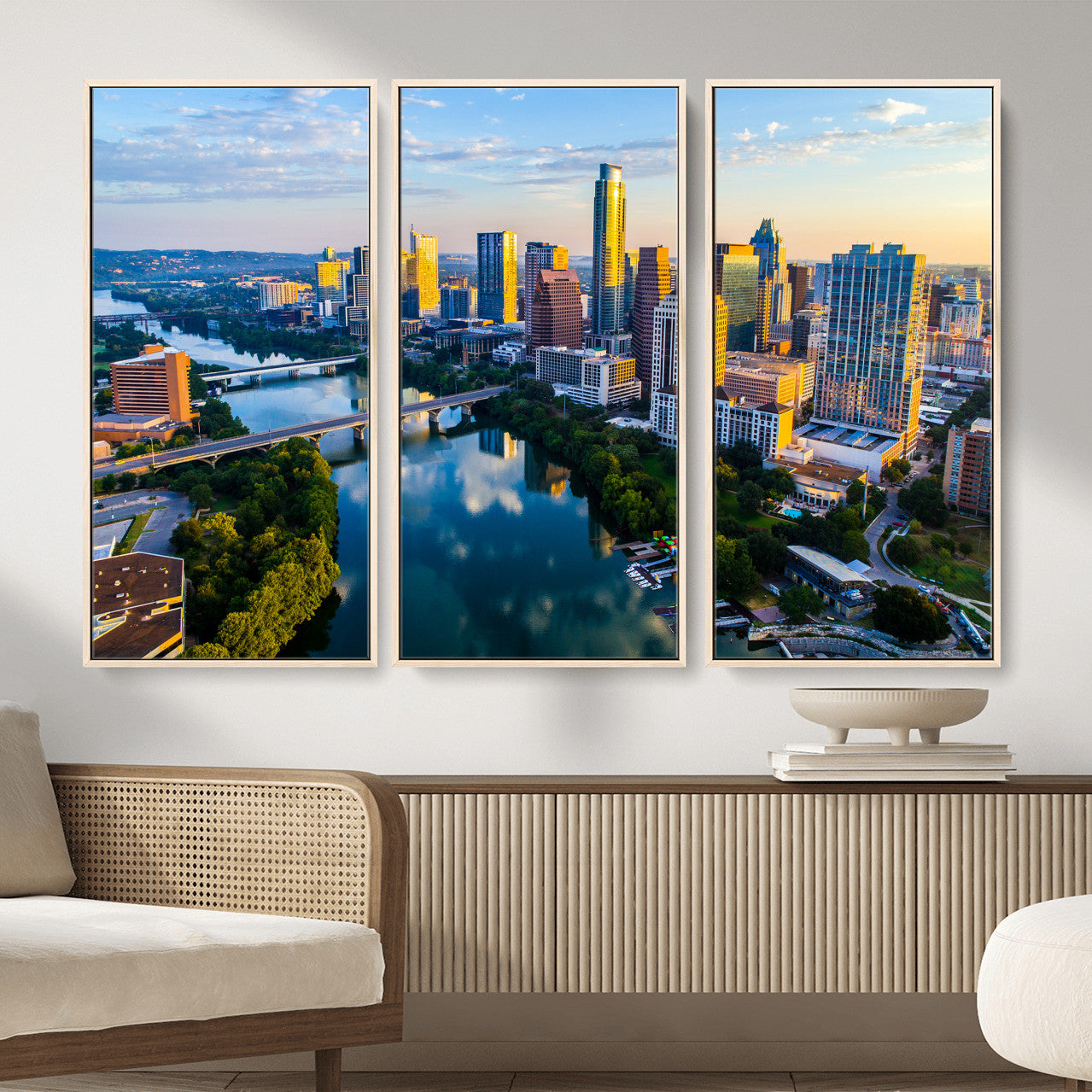 33675326-MGV-CV-36X24 - Austin Skyline Wall Art Canvas Print, Austin Downtown Night Cityscape Print for Modern Urban Wall Decor