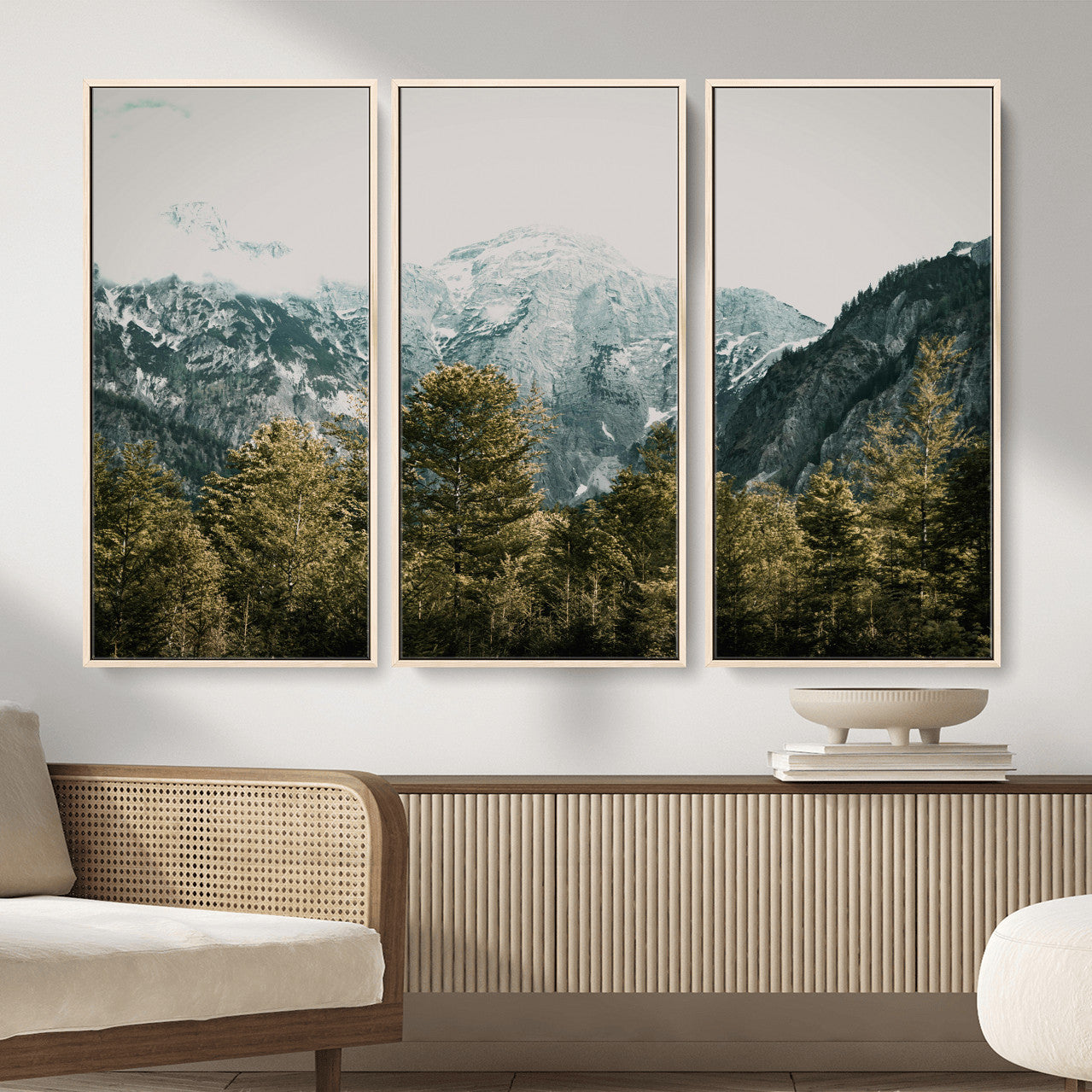 48479662-MGV-CV-36X24 - Mountain Forest Wall Art Canvas Print, Alpine Landscape Nature Photography, Moody Wilderness Wall Decor