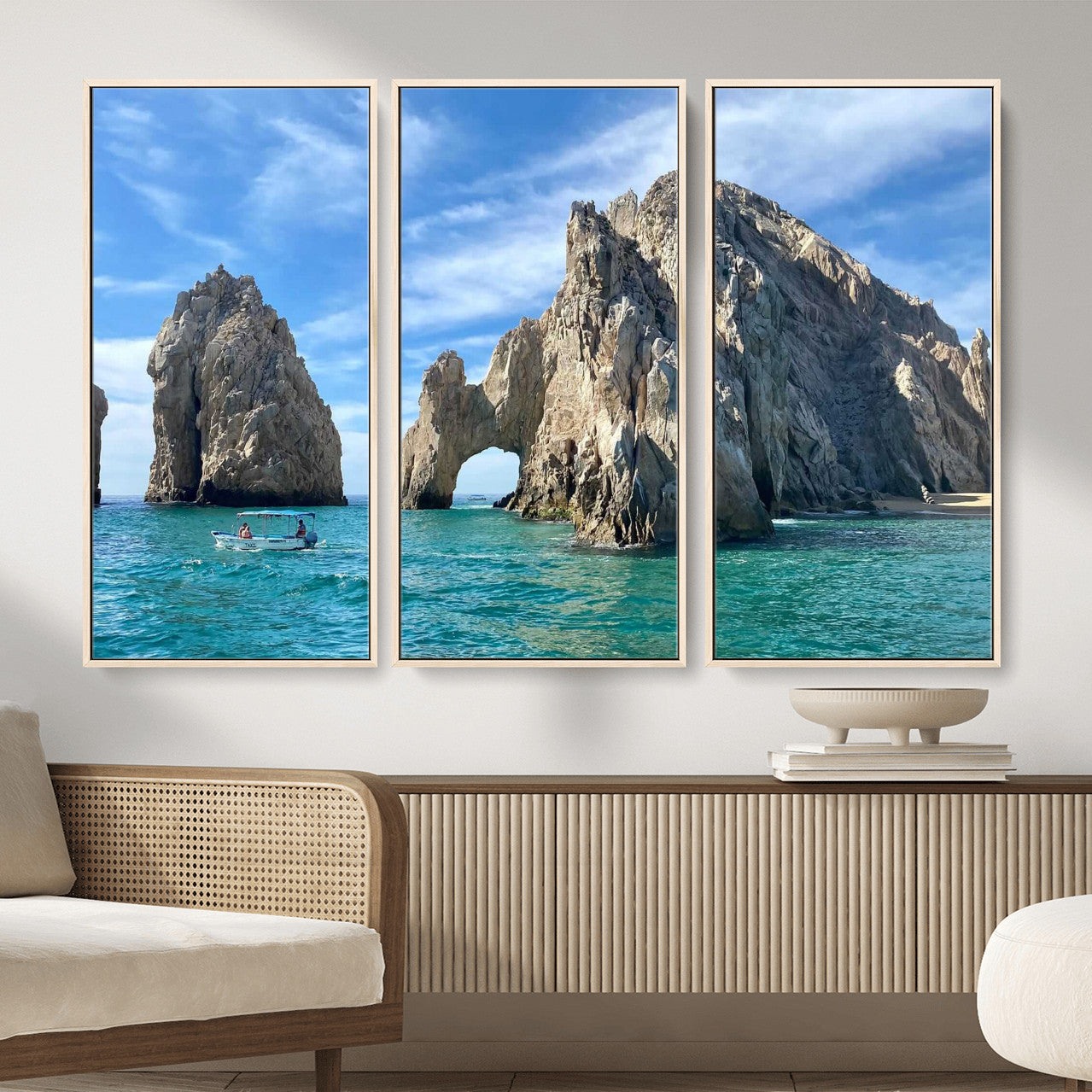 20946478-MGV-CV-36X24 - El Arco Cabo San Lucas Ocean Arch Wall Art Canvas Print, Baja California Rock Arch Seascape Canvas Print, Mexico Coastal Landmark Scenic Art Printing