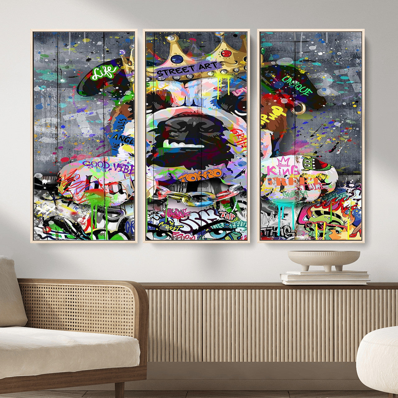 45209731-MGV-CV-36X24 - Dog Wall Decor for Teen Bedroom Decor - Graffiti Animal Canvas Wall Art for Teen Room Decor - Abstract Wall Painting Ready to Hang