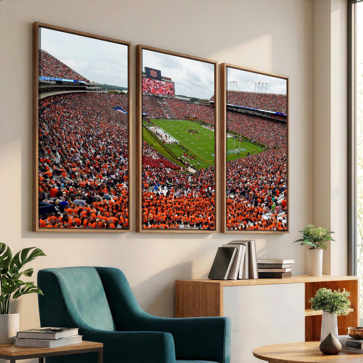 82562490-MGV-CV-36X24 - Auburn Stadium Sunset Wall Art Canvas Print, Jordan Hare Stadium Game Day Crowd, Auburn Tigers Football Artwork