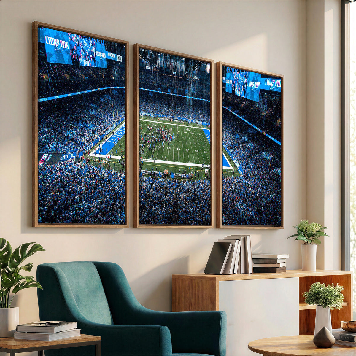 80882005-MGV-CV-36X24 - Detroit Lions Stadium Wall Art Canvas Print, Football Field Panorama