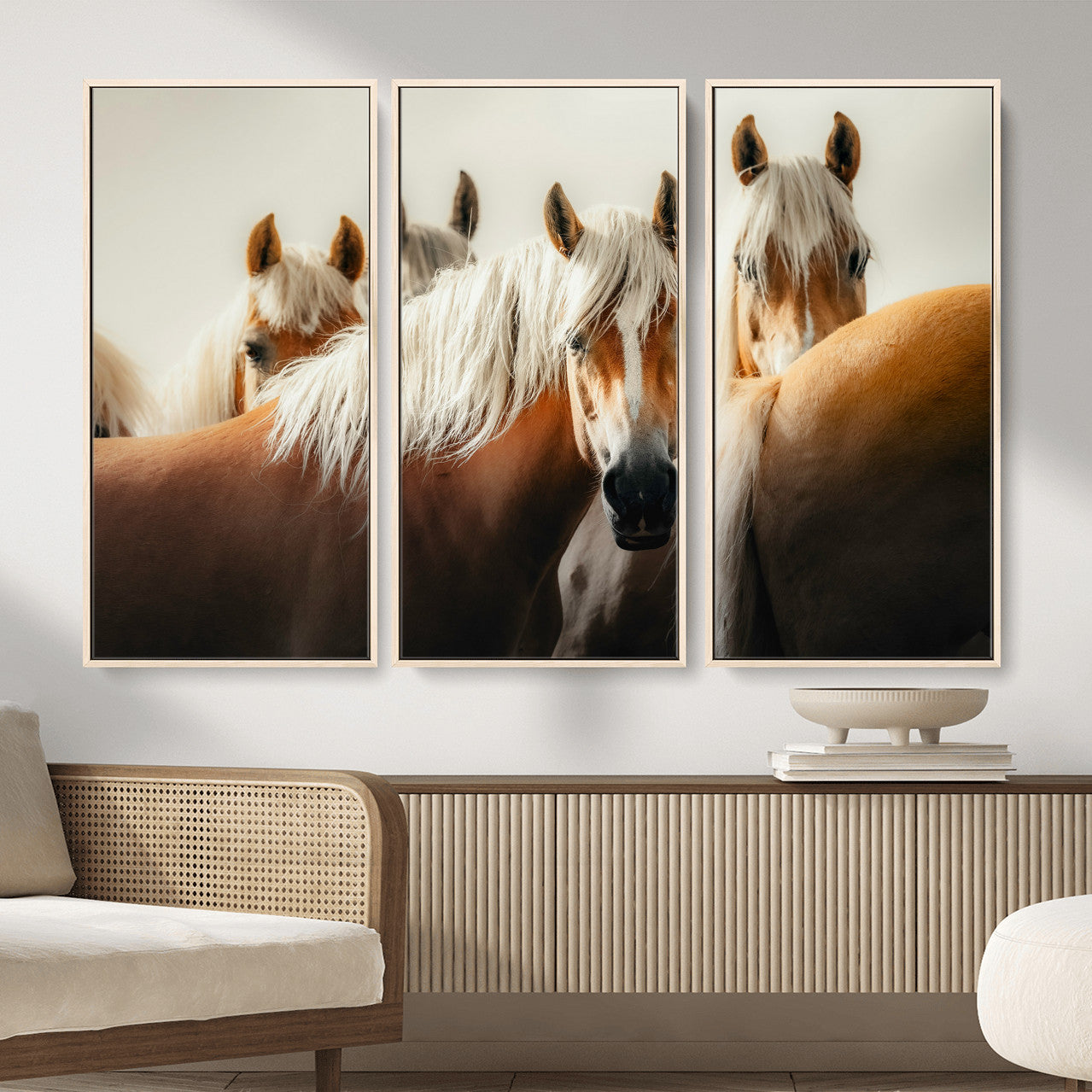 71904941-MGV-CV-36X24 - Wild Horse Herd Wall Art Canvas Print, Natural Horse Portrait Nature Wall Decor for Living Room and Office