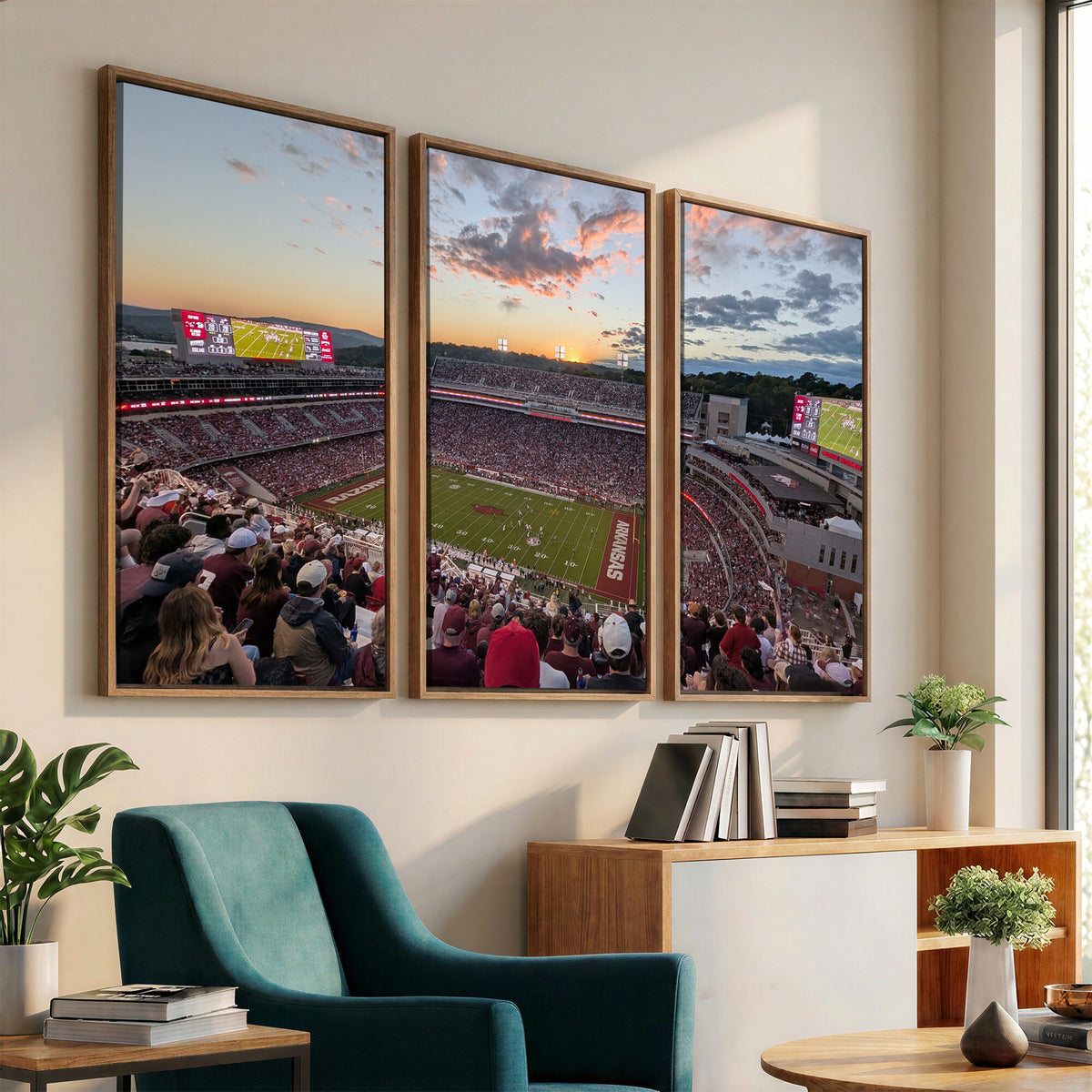 71837429-MGV-CV-36X24 - Donald W. Reynolds Razorback Stadium Wall Art Canvas Print – Arkansas Razorbacks Football Artwork for Home, Office, and Sports Room Decor