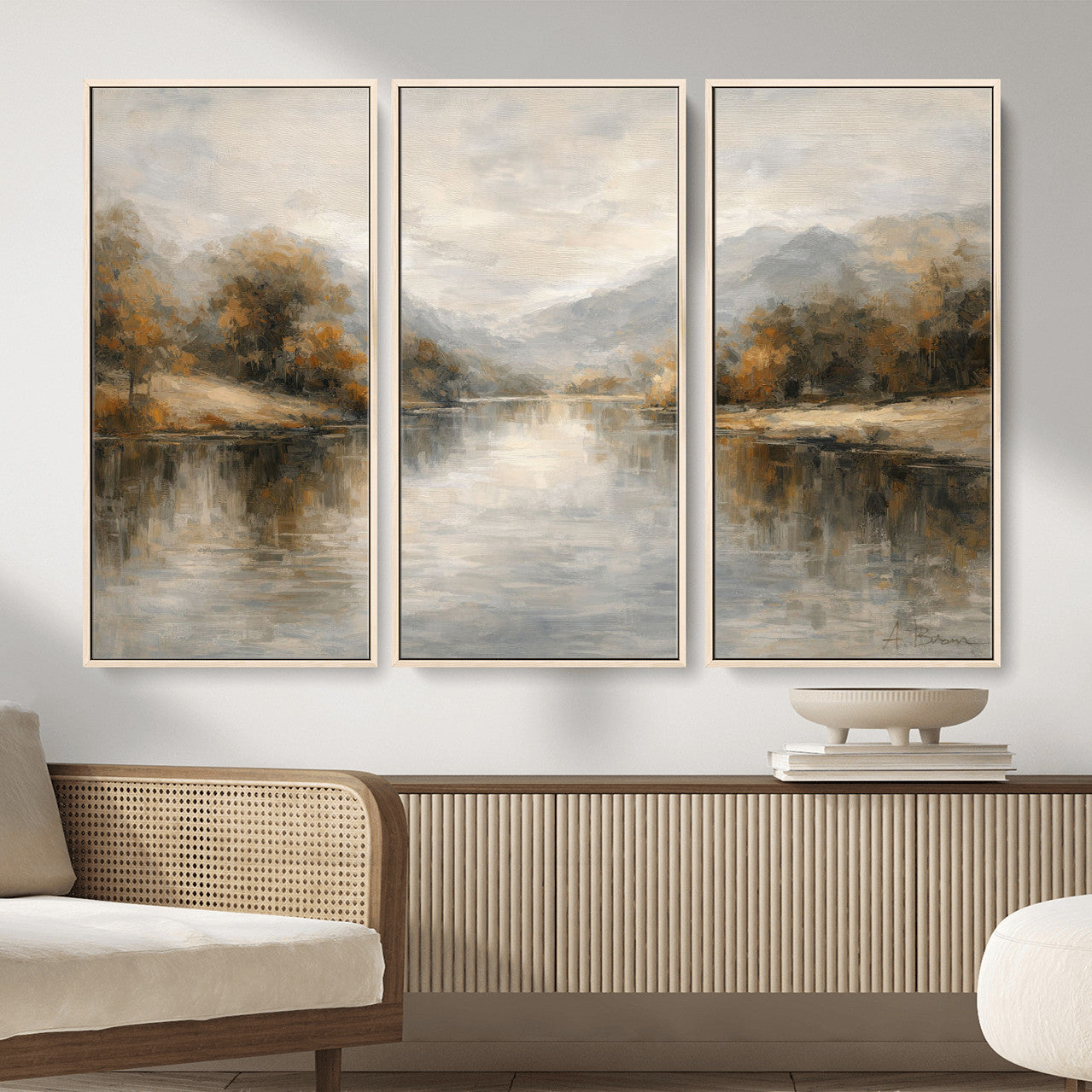 62194542-MGV-CV-36X24 - Abstract Landscape Wall Art Canvas Print, Modern Lake Printing Wall Decor for Contemporary Interiors