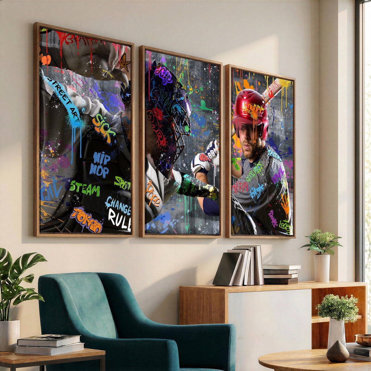 19634994-MGV-CV-36X24 - Graffiti Baseball Player Street Art Wall Art Canvas Print