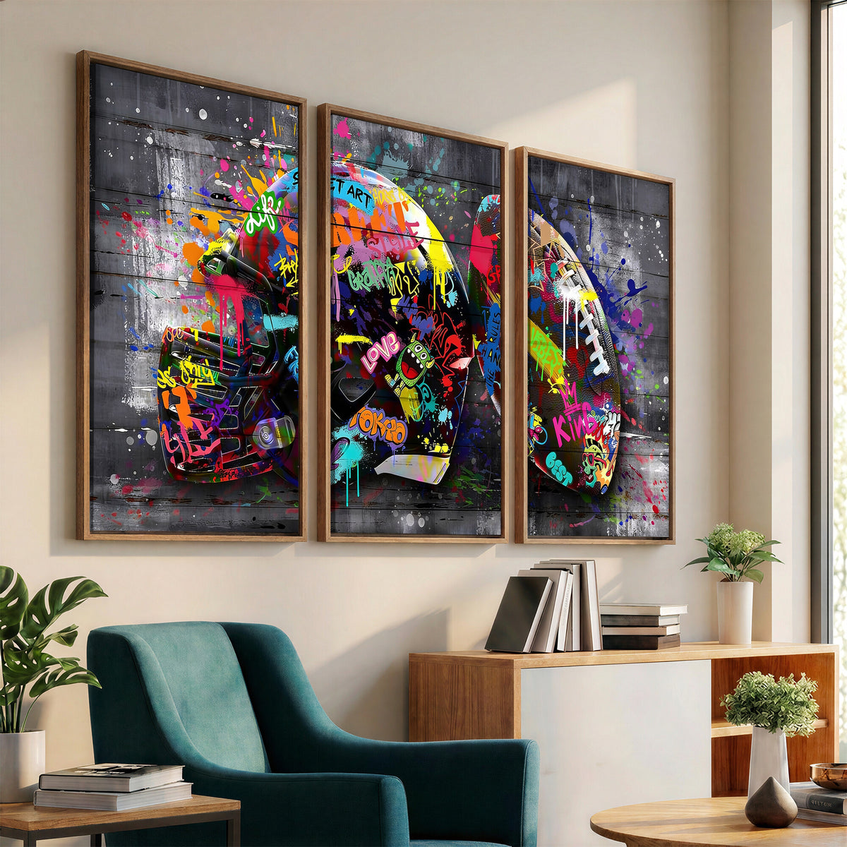 80540773-MGV-CV-36X24 - Graffiti American Football Helmet Street Art Wall Art Canvas Print