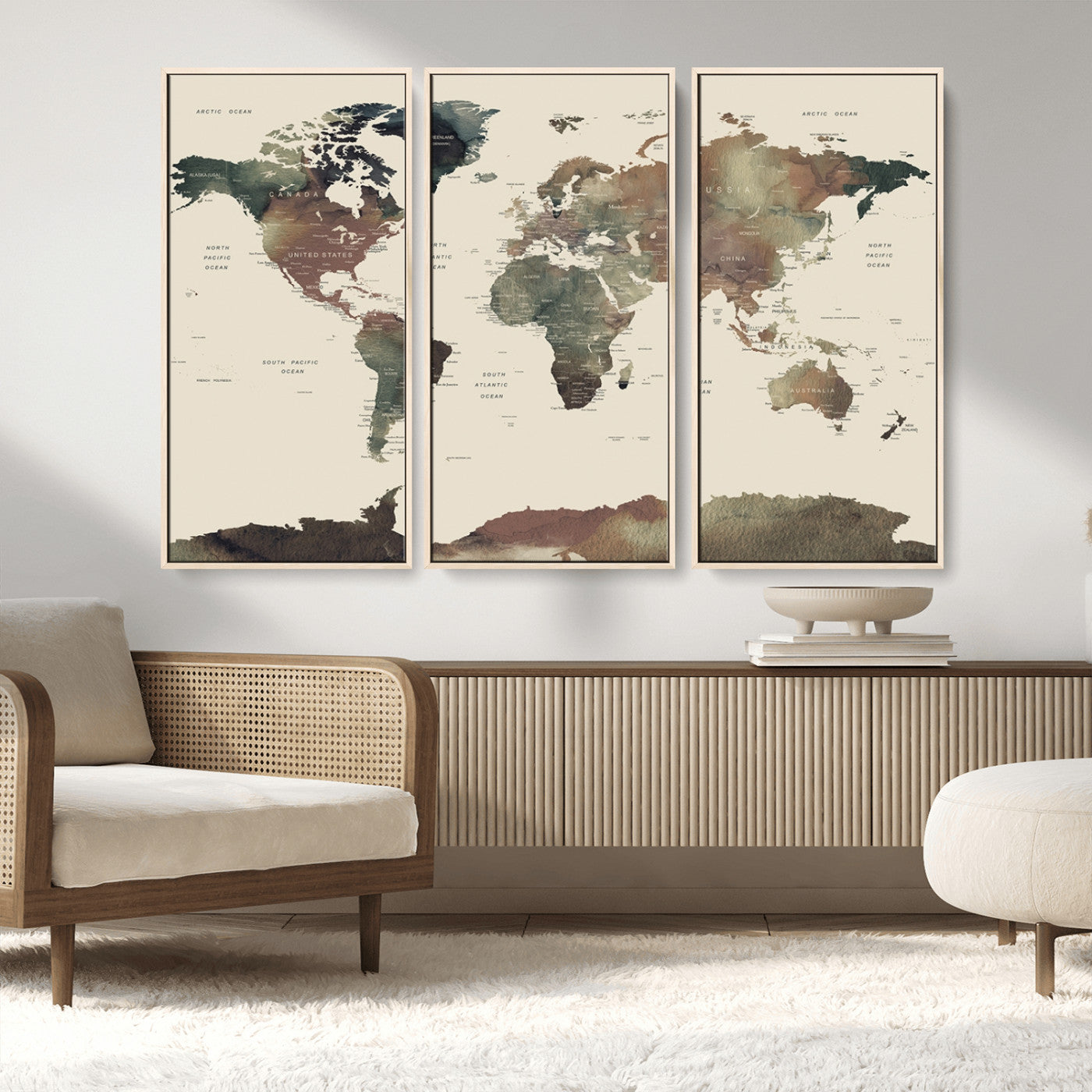 MGV-FC-48X32-3P - World Map Wall Art Canvas Print for Home and Office Decor