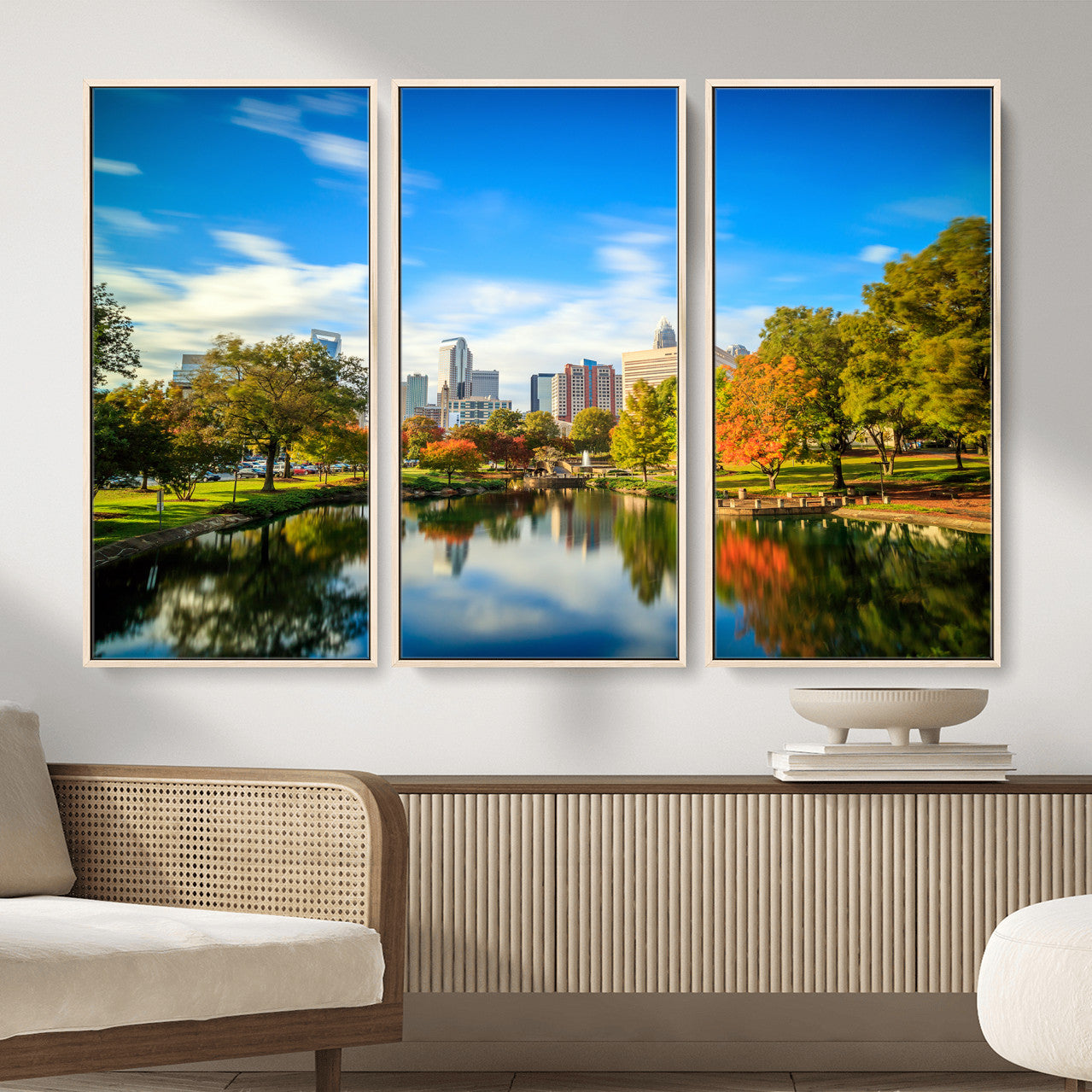 83254720-MGV-CV-36X24 - Charlotte Skyline Canvas Wall Art Print – North Carolina Cityscape Photography Print