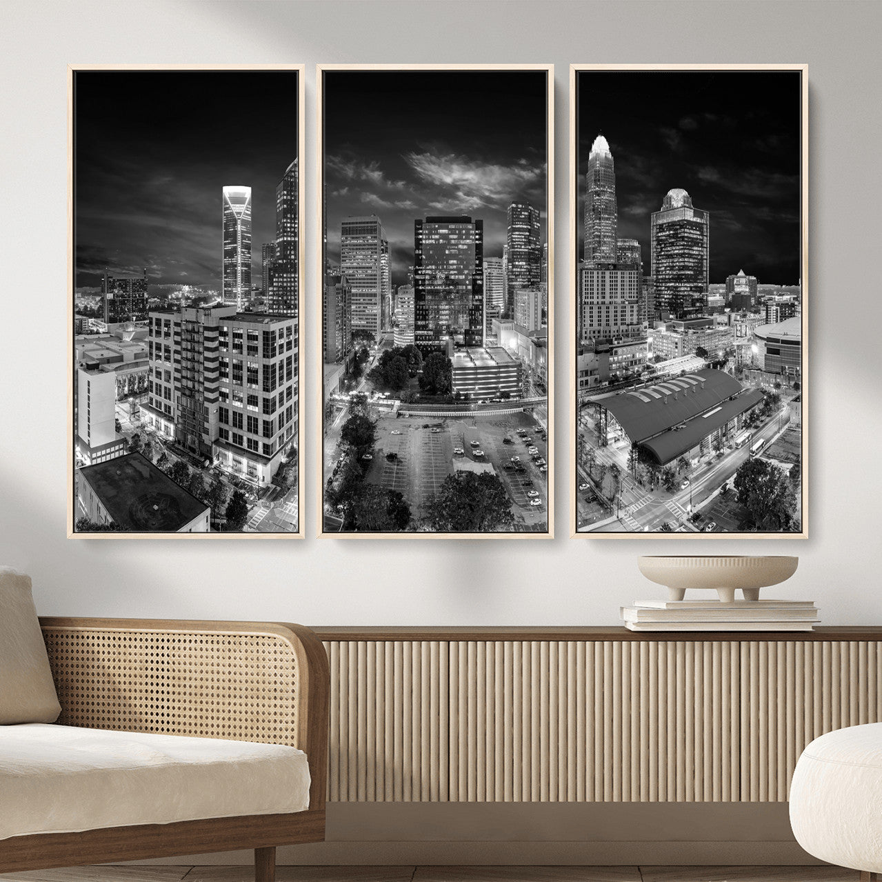 60105075-MGV-CV-36X24 - Charlotte Skyline Canvas Wall Art Print – North Carolina Cityscape Photography Print