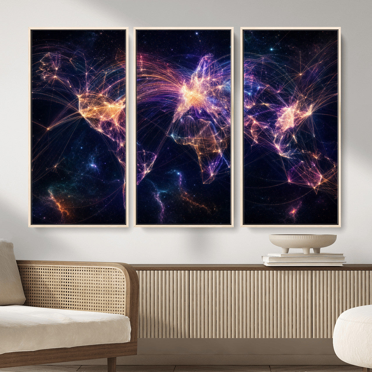 75155491-MGV-CV-36X24 - Global Flight Routes Map Canvas Wall Art, Worldwide Aviation Network Print, International Air Travel Wall Decor