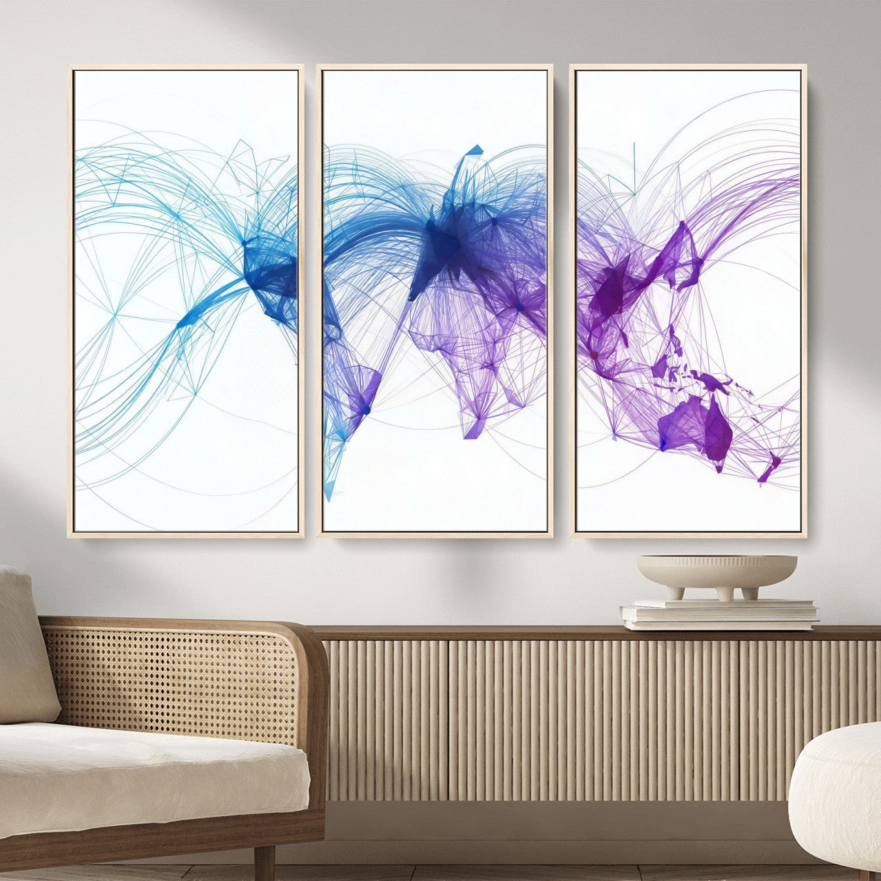 75155491-MGV-CV-48X32-3P - Global Flight Routes Map Canvas Wall Art, Worldwide Aviation Network Print, International Air Travel Wall Decor