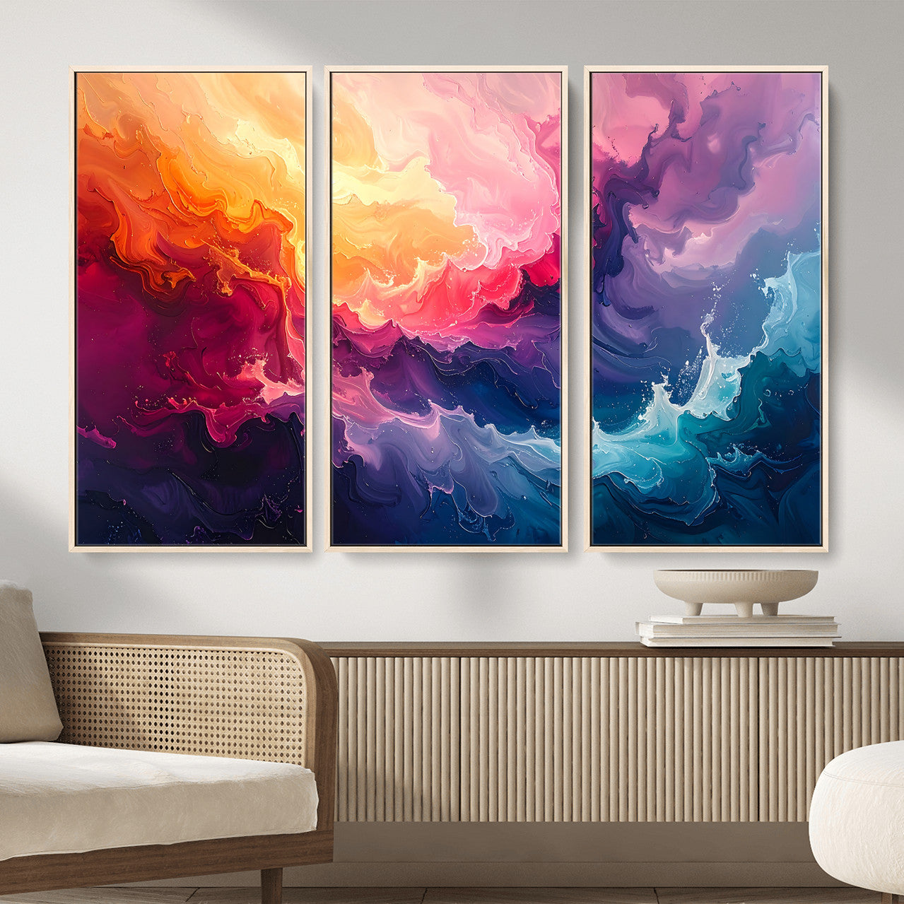 16157633-MGV-CV-36X24 - Large Colorful Abstract Canvas Wall Art Print, Vibrant Popup Color Art Print