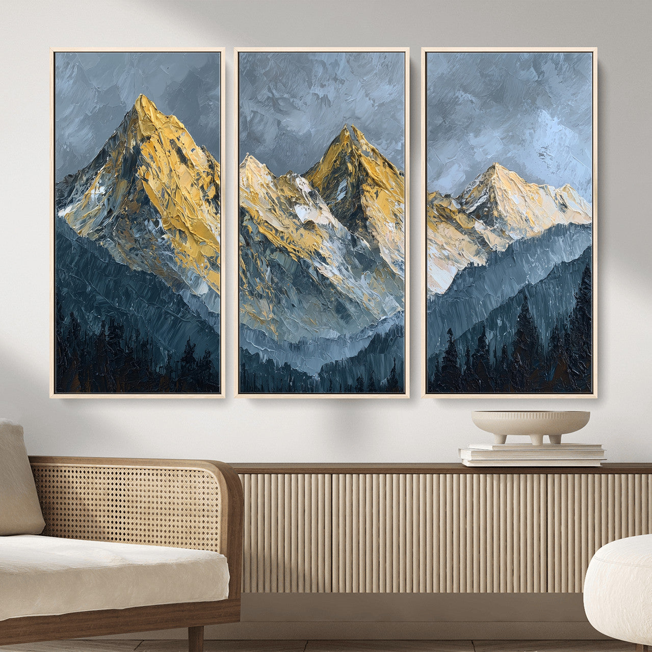 50821961-MGV-CV-48X32-3P - Abstract Mountain Wall Art Canvas Print Modern Landscape Painting Print