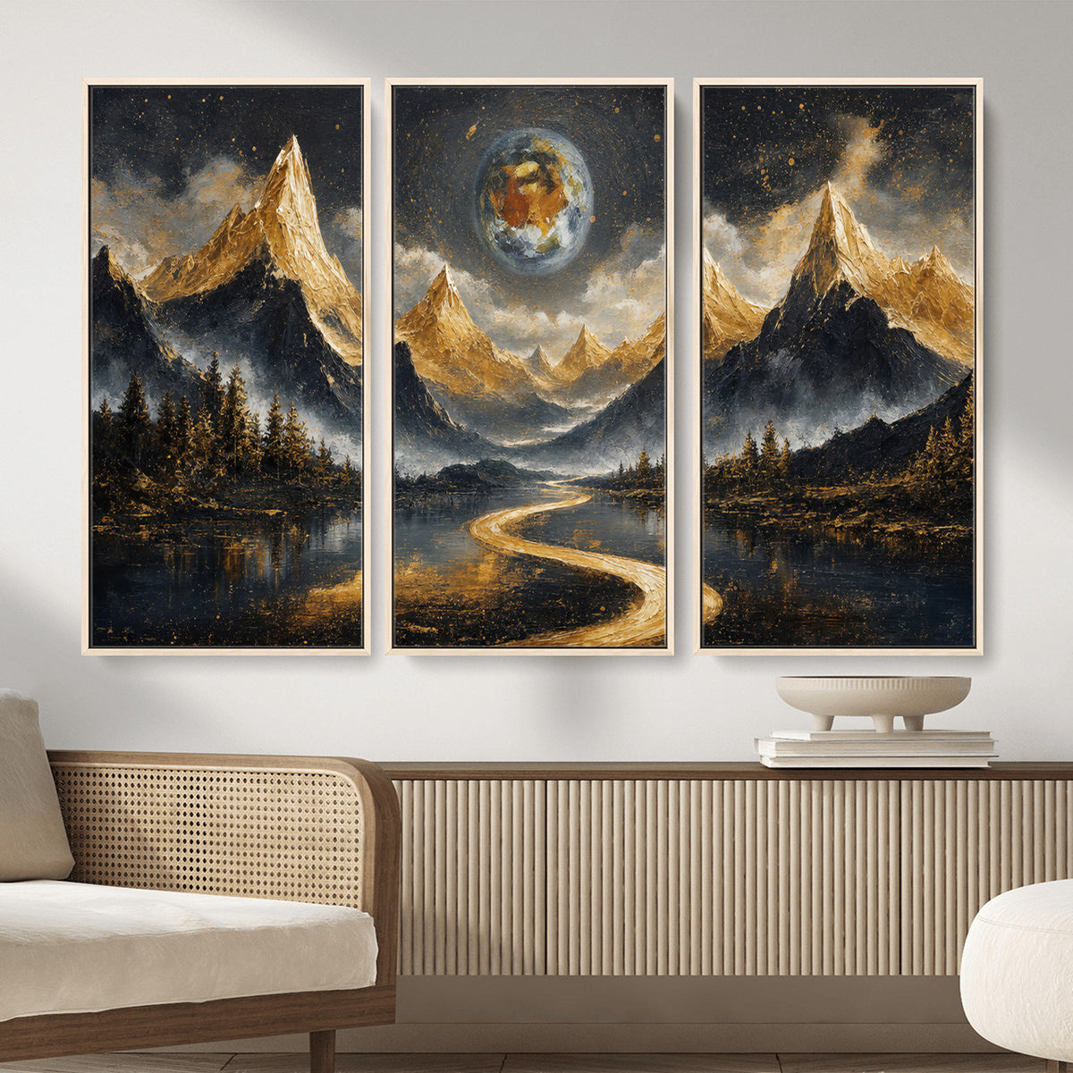 34202127-MGV-CV-36X24 - Abstract Mountain Wall Art Canvas Print Modern Landscape Painting Print